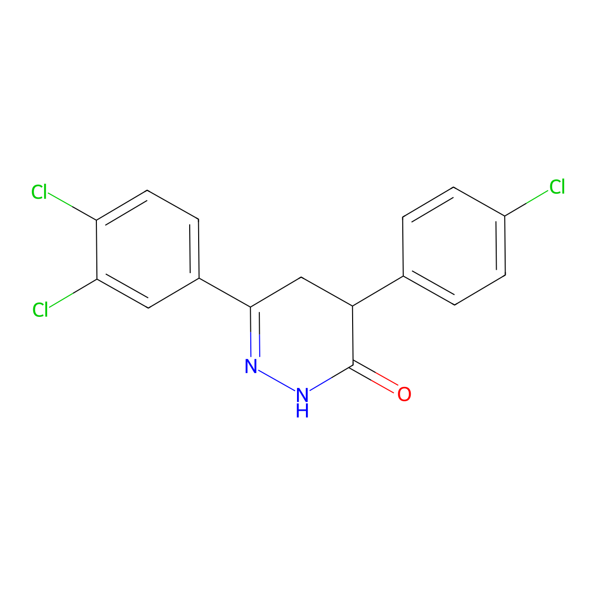4-(4-chlorophenyl)-6-(3,4-dichlorophenyl)-4,5-dihydro-3(2H)-pyridazinone molecular structure, CAS 73684-97-6