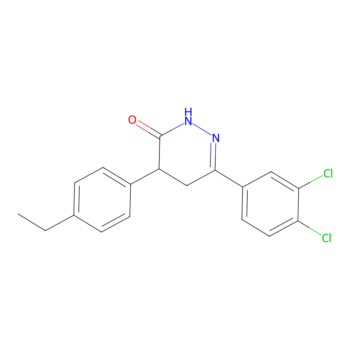 6-(3,4-dichlorophenyl)-4-(4-ethylphenyl)-4,5-dihydro-3(2H)-pyridazinone molecular structure, CAS 73685-02-6