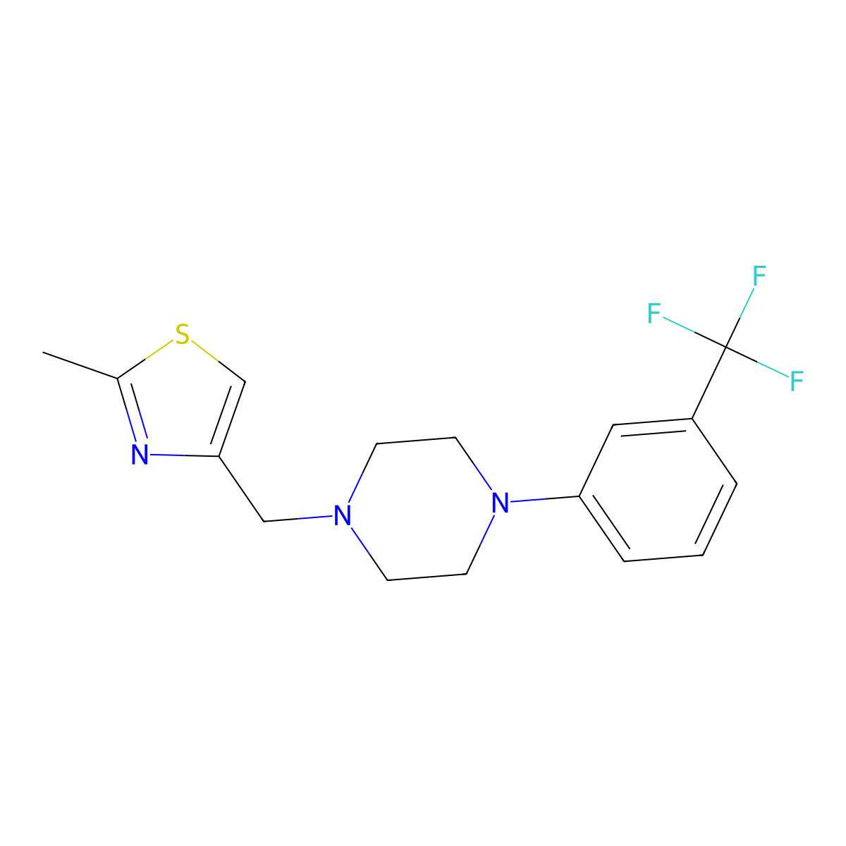 1-[(2-Methyl-1,3-thiazol-4-yl)methyl]-4-[3-(trifluoromethyl)phenyl]piperazine molecular structure, CAS 736878-38-9
