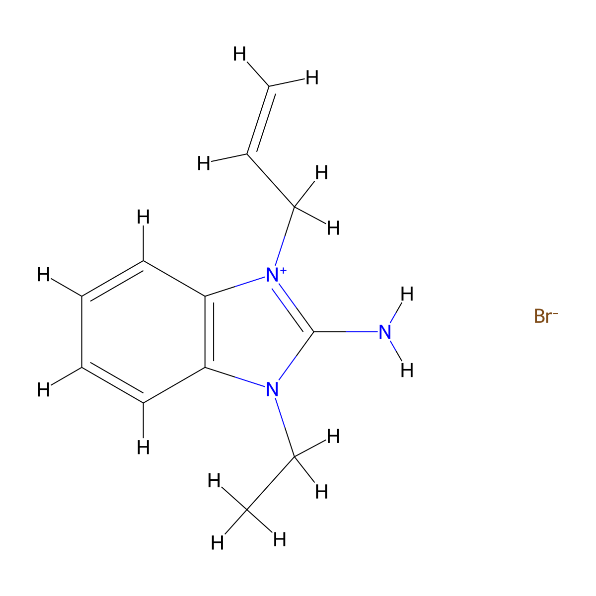 1-Ethyl-3-(prop-2-en-1-yl)-1,3-dihydro-2H-benzimidazol-2-imine--hydrogen bromide (1/1) molecular structure, CAS 73688-68-3
