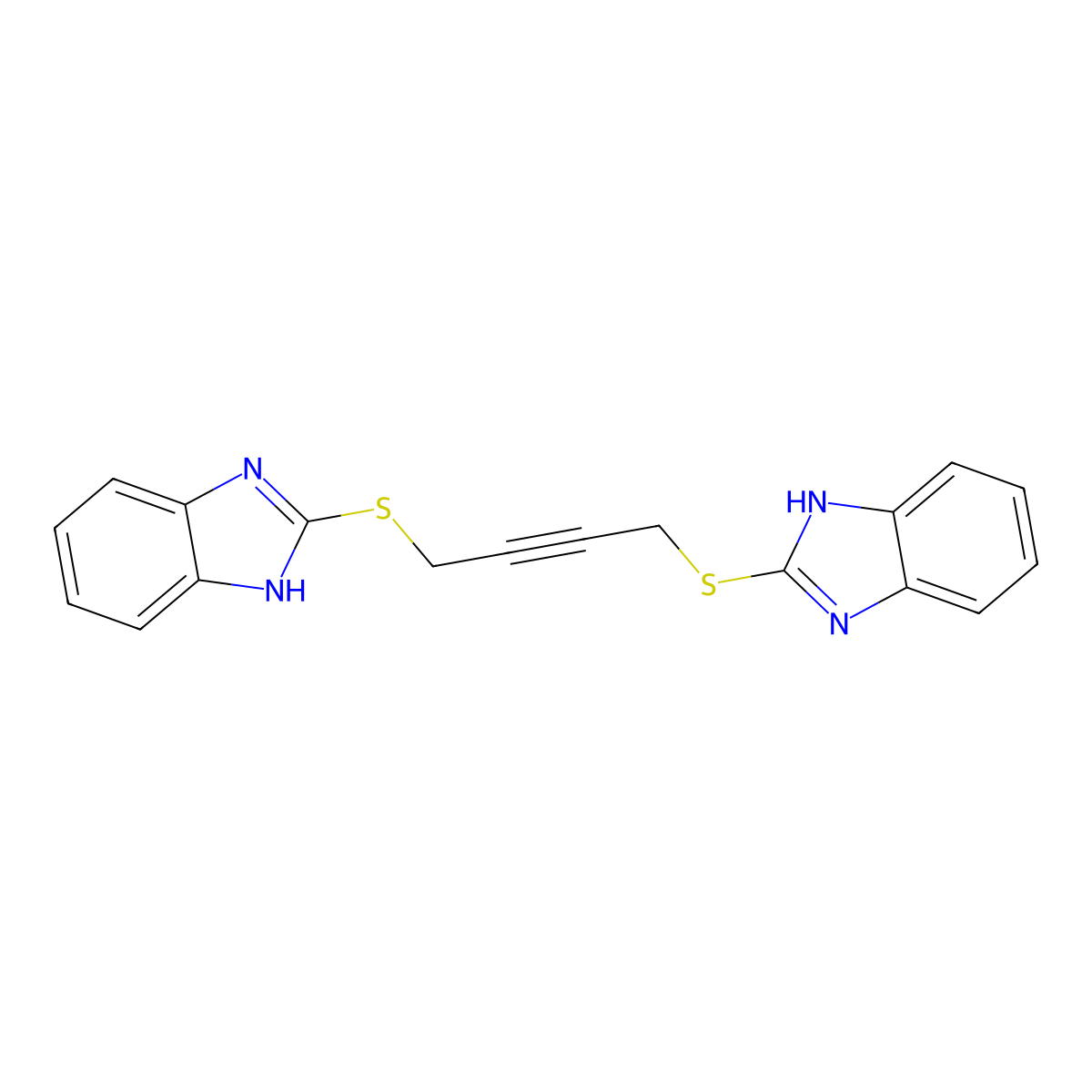 Benzimidazole, 2,2'-(2-butynylenedithio)di- molecular structure, CAS 73688-71-8