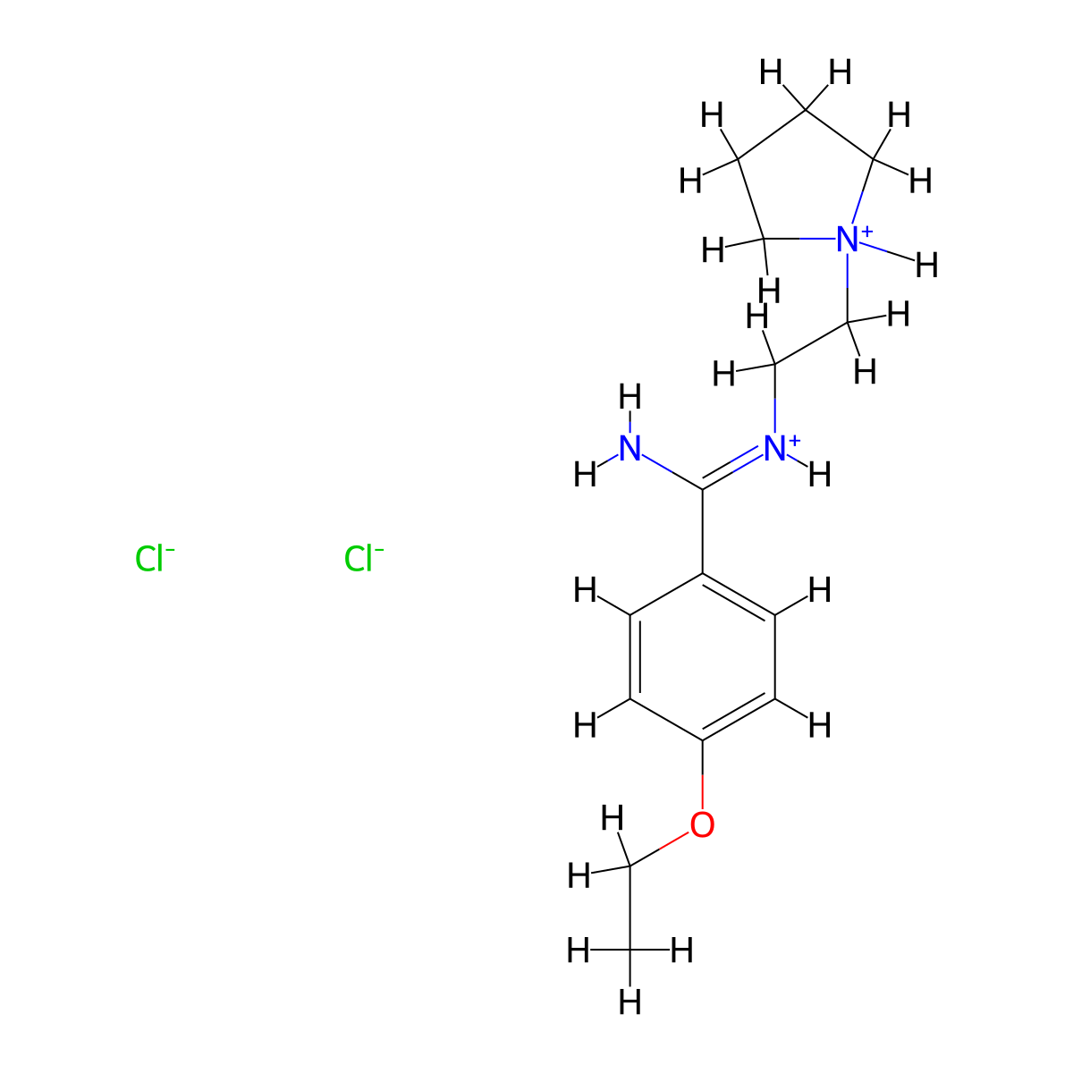 Benzenecarboximidamide, 4-ethoxy-N-(2-(1-pyrrolidinyl)ethyl)-,dihydrochloride molecular structure, CAS 73688-81-0