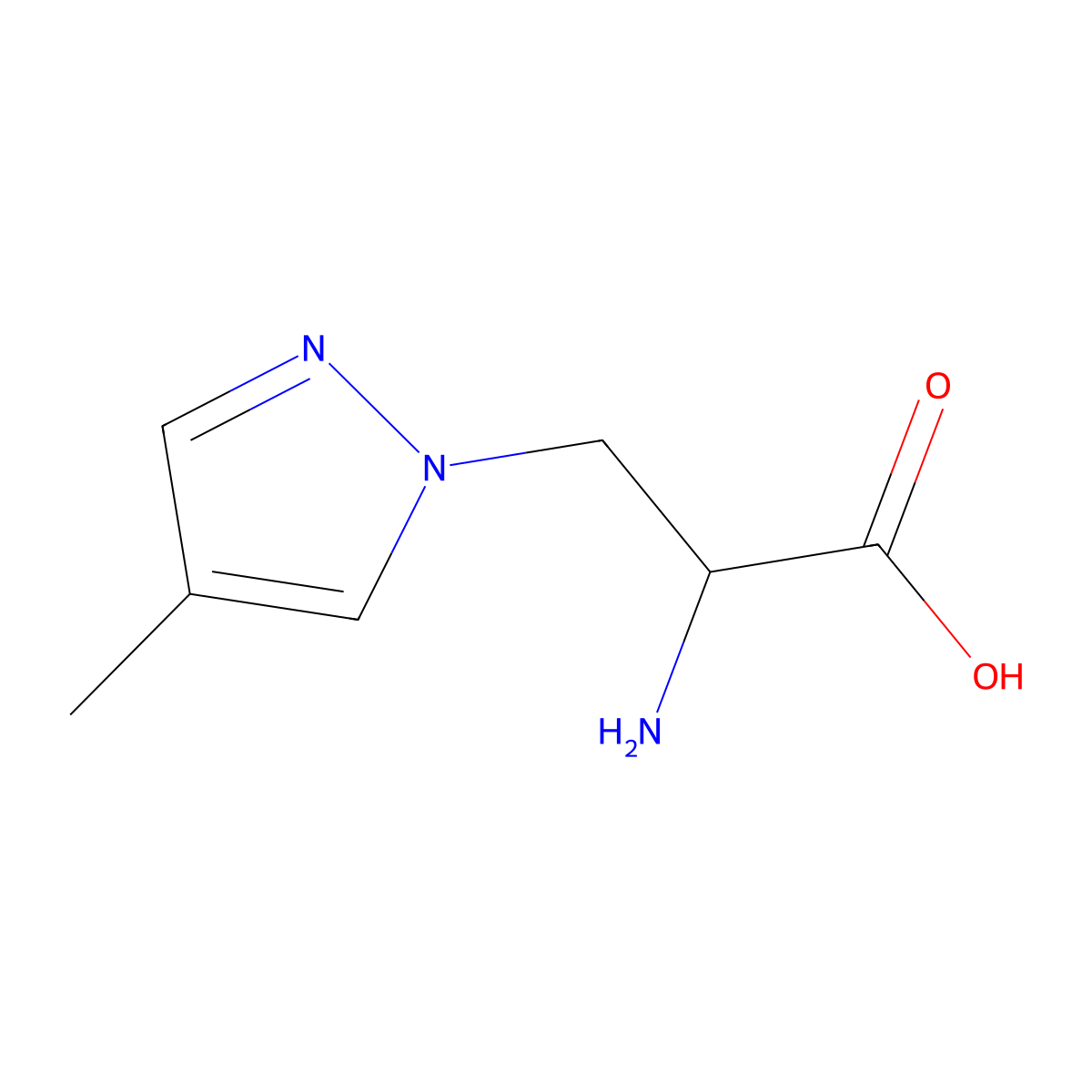 2-Amino-3-(4-methyl-1H-pyrazol-1-yl)propanoic acid molecular structure, CAS 736896-55-2