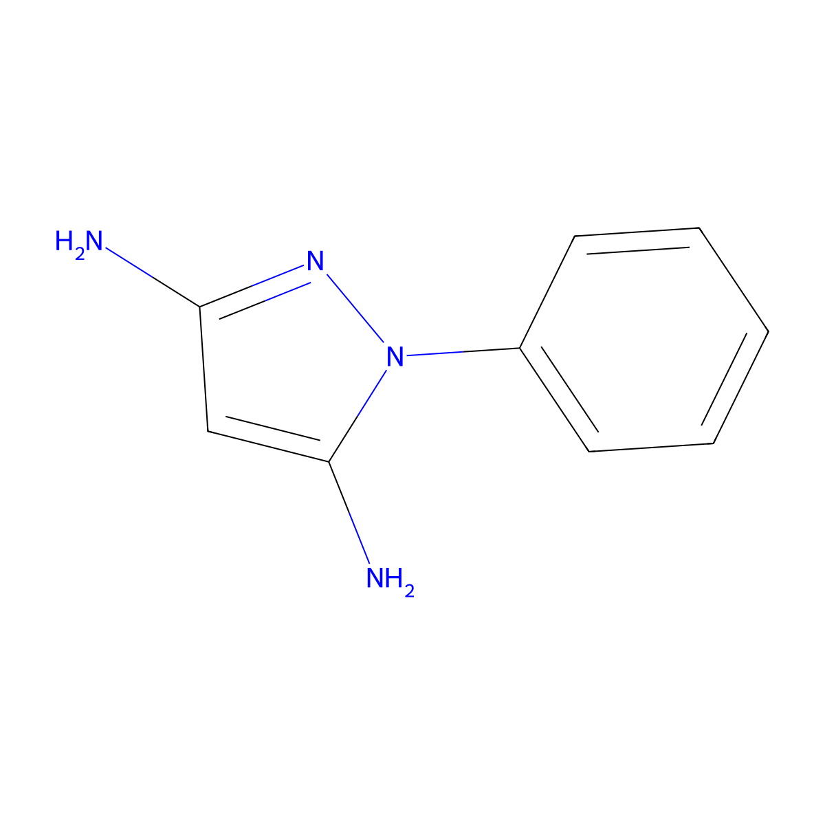 1-Phenyl-1H-pyrazole-3,5-diamine molecular structure, CAS 7369-20-2