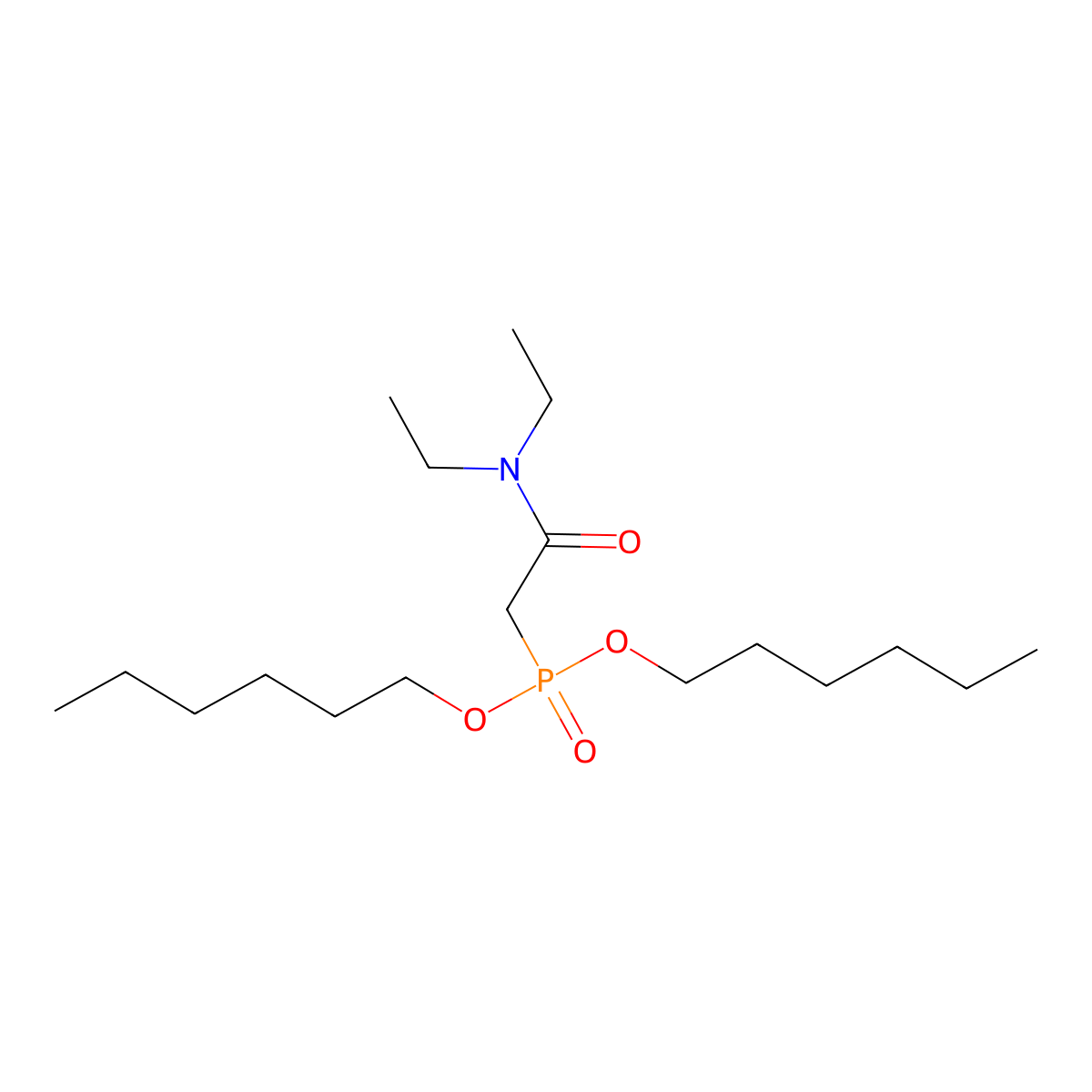 Dihexyl P-(2-(diethylamino)-2-oxoethyl)phosphonate molecular structure, CAS 7369-66-6