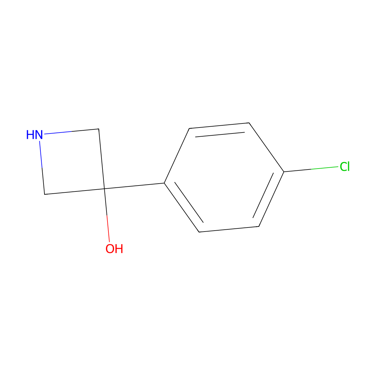 3-(4-Chlorophenyl)azetidin-3-ol molecular structure, CAS 736924-25-7