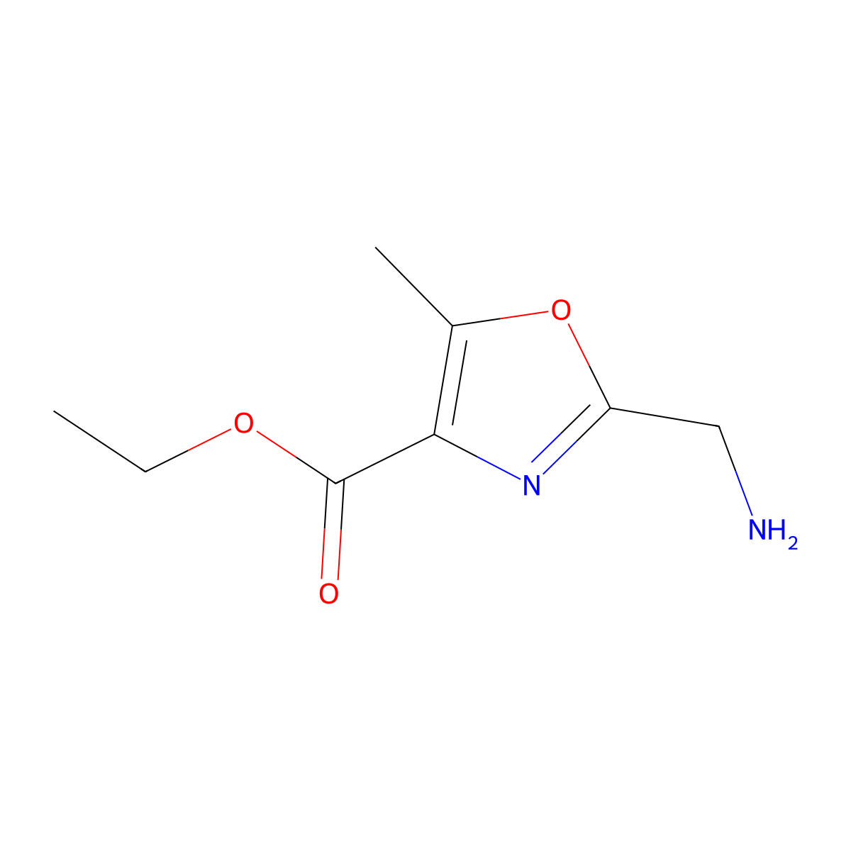 Ethyl 2-(aminomethyl)-5-methyl-1,3-oxazole-4-carboxylate molecular structure, CAS 736925-74-9