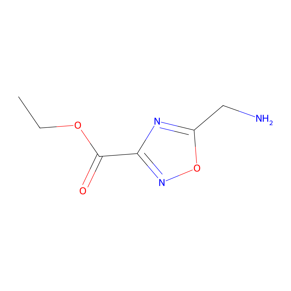 Ethyl 5-(aminomethyl)-1,2,4-oxadiazole-3-carboxylate molecular structure, CAS 736926-14-0