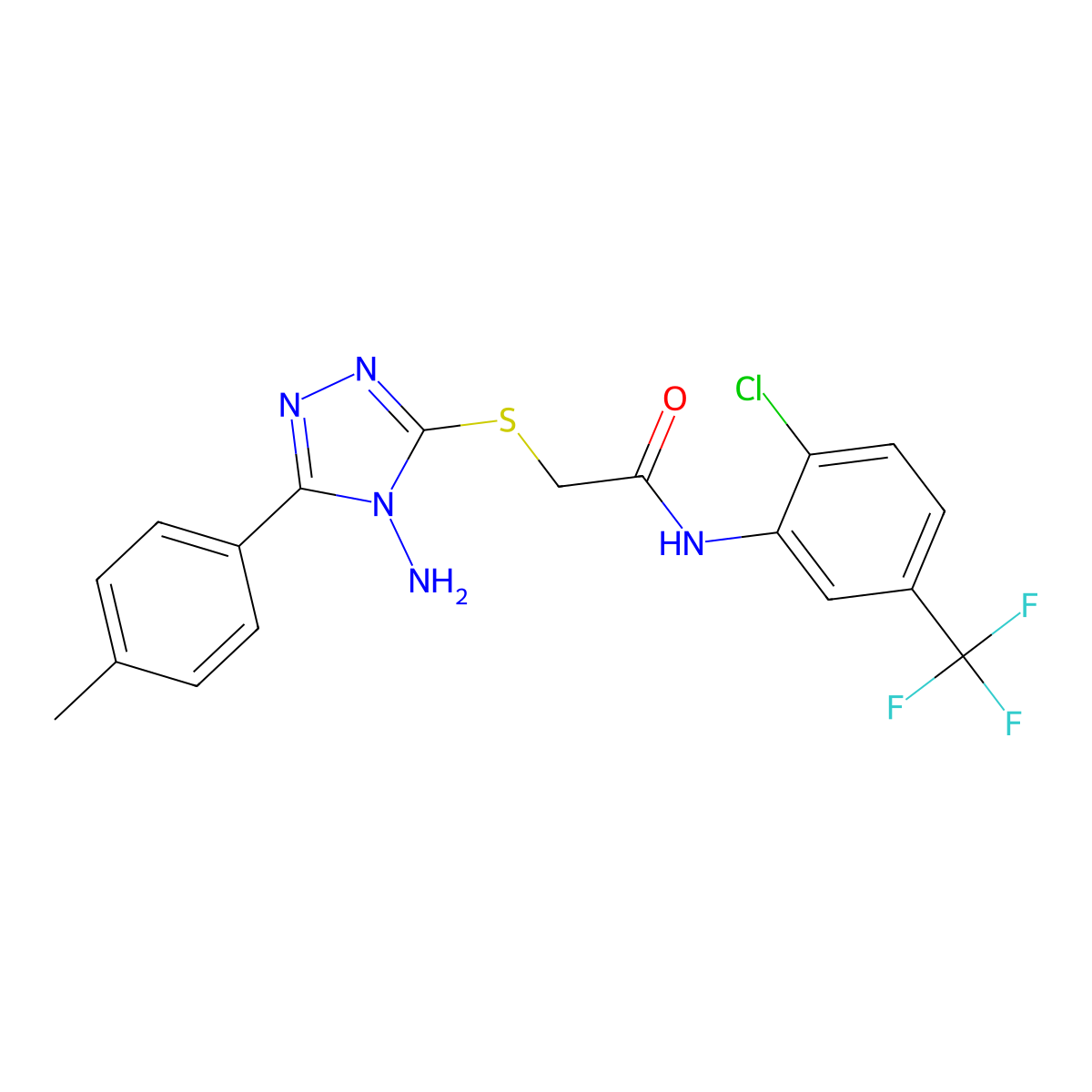 2-[4-amino-5-(4-methylphenyl)(1,2,4-triazol-3-ylthio)]-N-[2-chloro-5-(trifluor omethyl)phenyl]acetamide molecular structure, CAS 736931-95-6