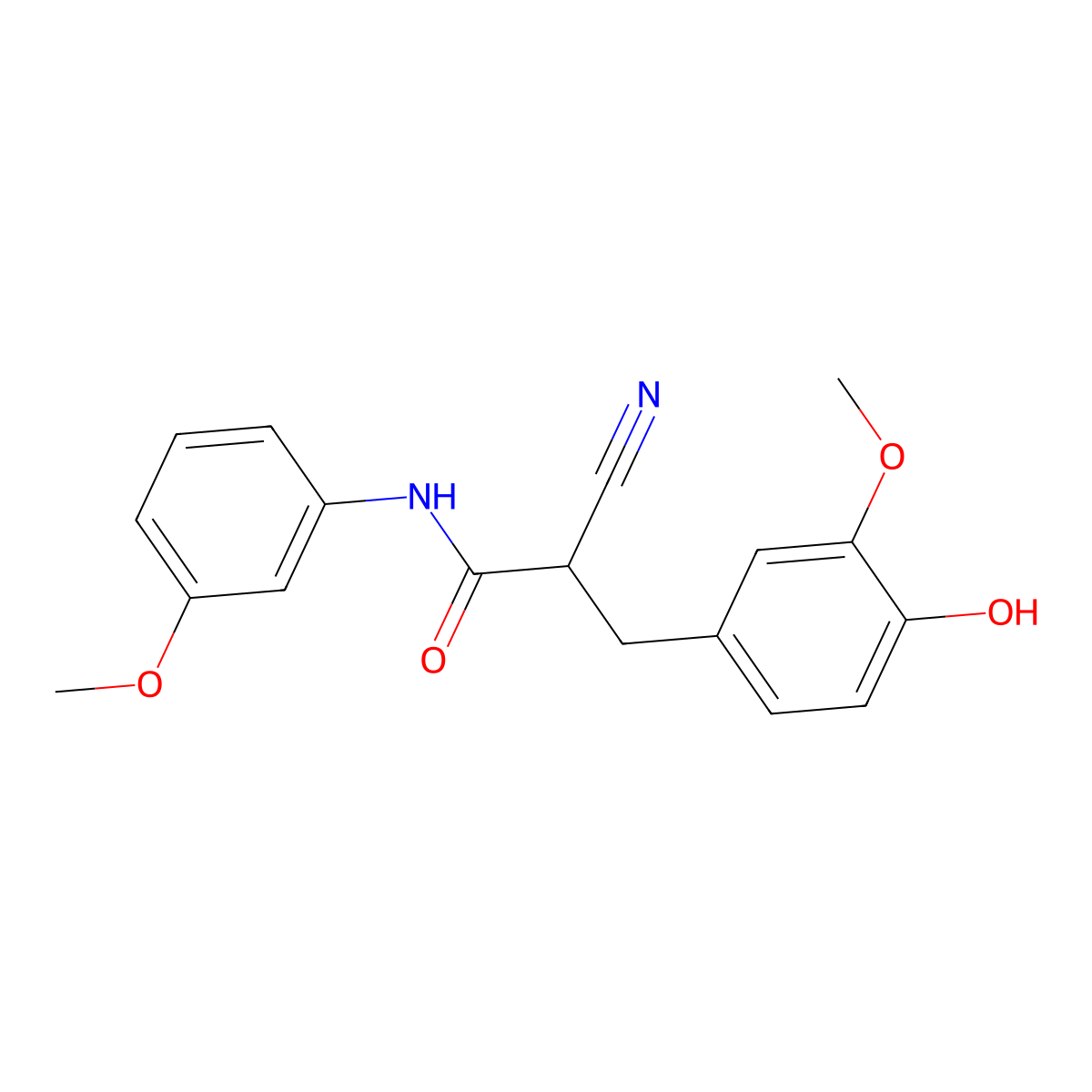 2-cyano-3-(4-hydroxy-3-methoxyphenyl)-N-(3-methoxyphenyl)propanamide molecular structure, CAS 736936-71-3
