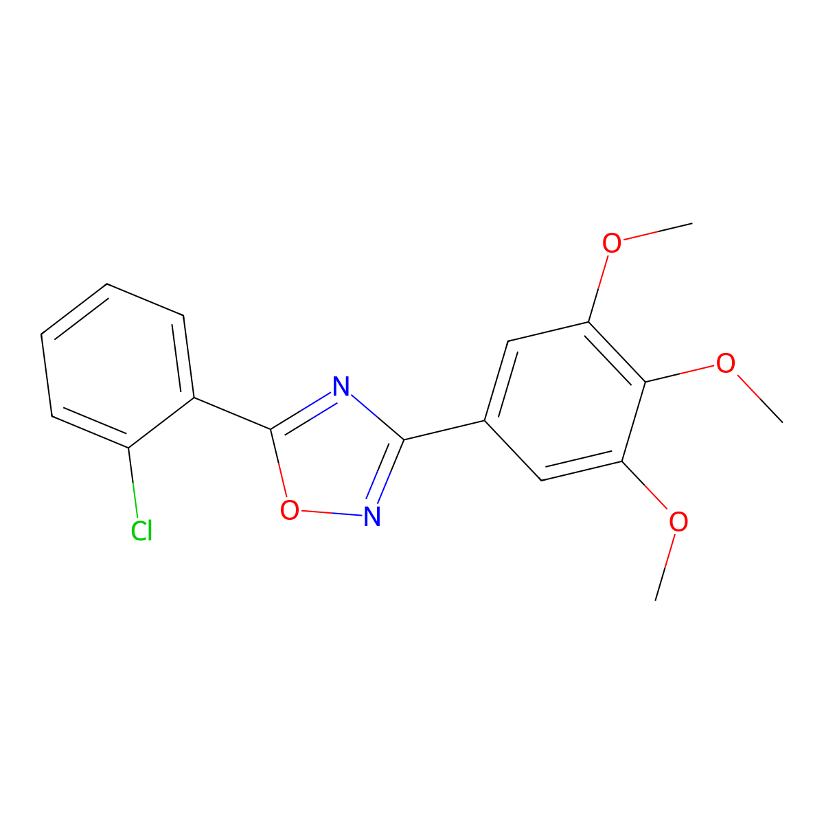 5-(2-Chlorophenyl)-3-(3,4,5-trimethoxyphenyl)-1,2,4-oxadiazole molecular structure, CAS 736937-50-1