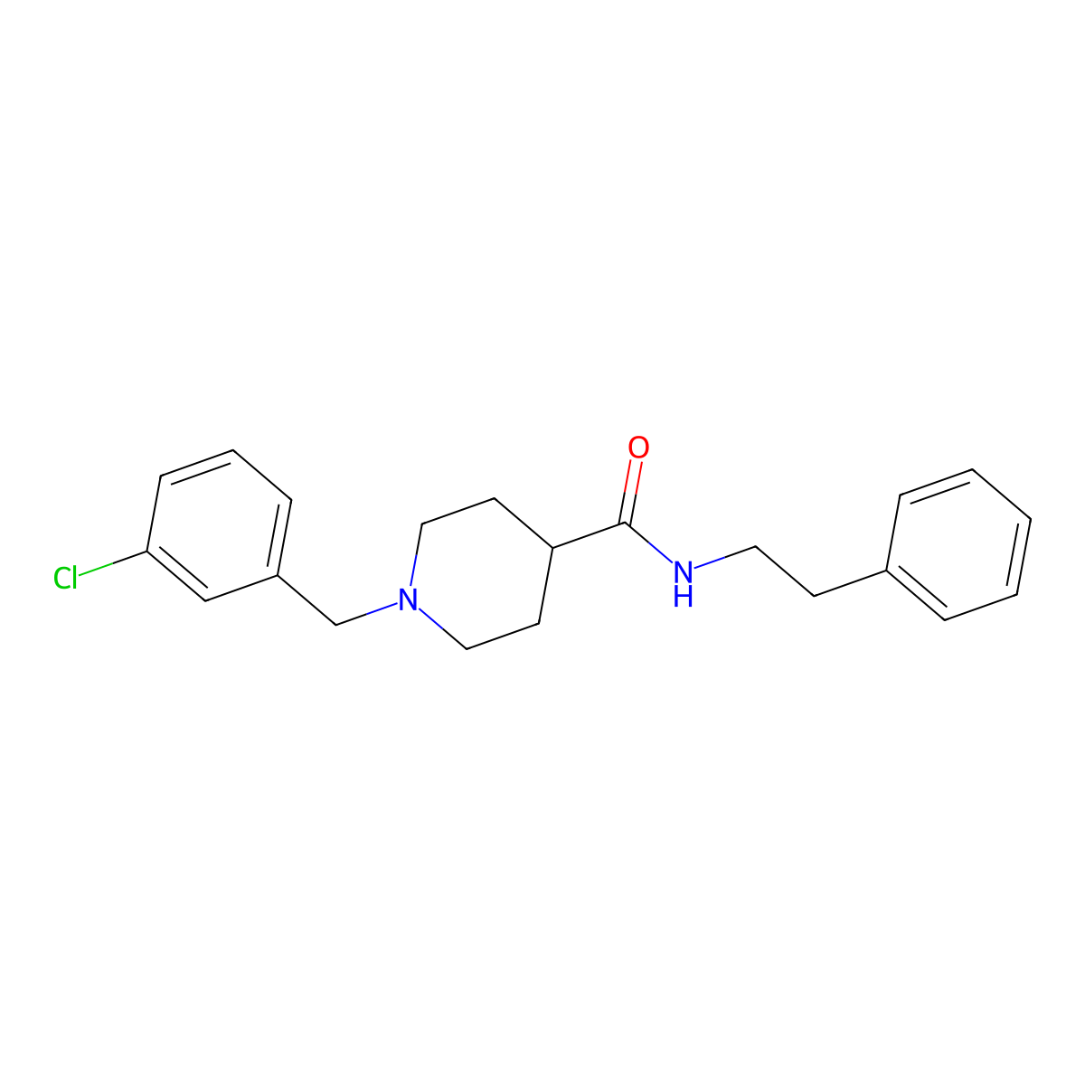 1-(3-chlorobenzyl)-N-(2-phenylethyl)piperidine-4-carboxamide molecular structure, CAS 736945-57-6