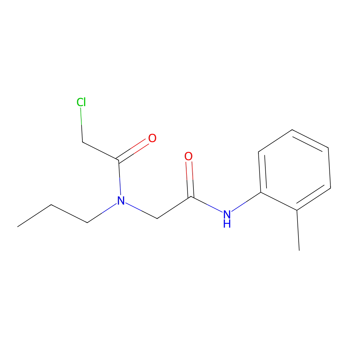 2-chloro-N-(((2-methylphenyl)carbamoyl)methyl)-N-propylacetamide molecular structure, CAS 736948-82-6