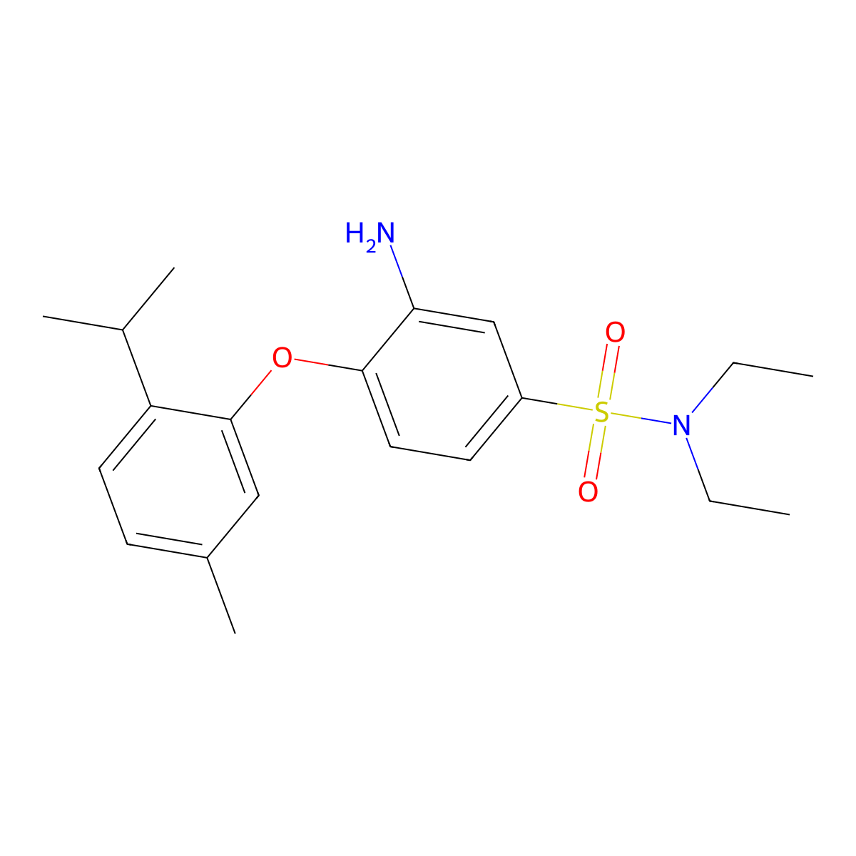 3-amino-N,N-diethyl-4-(5-methyl-2-(propan-2-yl)phenoxy)benzene-1-sulfonamide molecular structure, CAS 736948-96-2