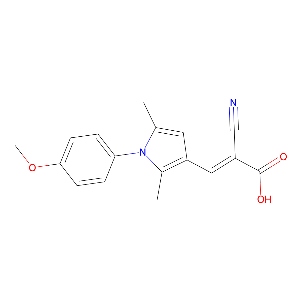2-cyano-3-[1-(4-methoxyphenyl)-2,5-dimethyl-1H-pyrrol-3-yl]prop-2-enoic acid molecular structure, CAS 736949-03-4