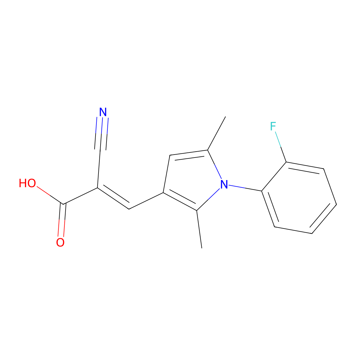 2-cyano-3-[1-(2-fluorophenyl)-2,5-dimethyl-1H-pyrrol-3-yl]prop-2-enoic acid molecular structure, CAS 736949-15-8