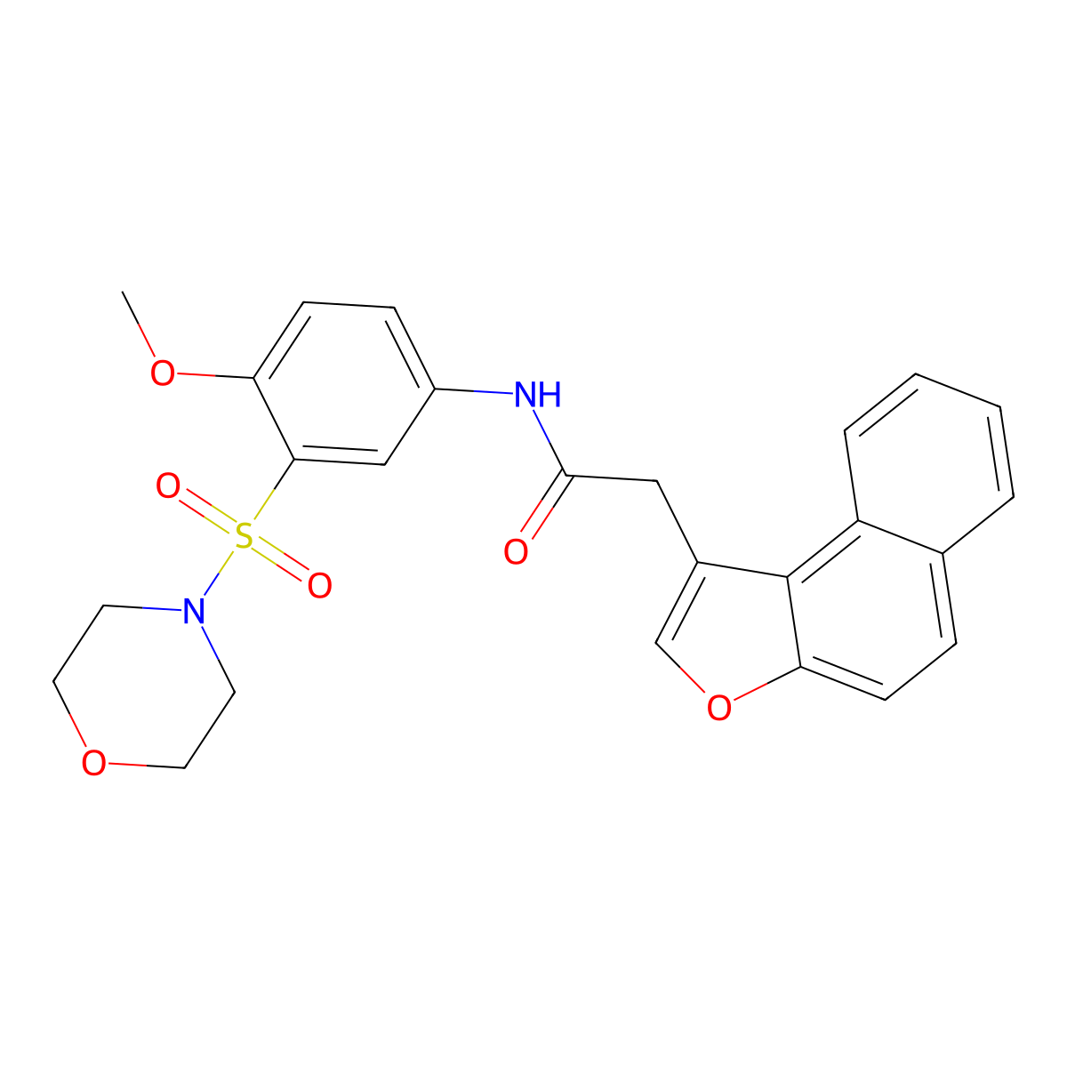2-(1-benzo[e]benzofuranyl)-N-[4-methoxy-3-(4-morpholinylsulfonyl)phenyl]acetamide molecular structure, CAS 736950-91-7