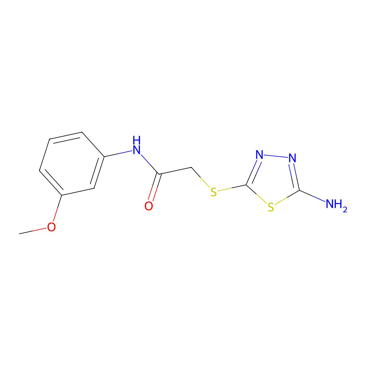 2-((5-Amino-1,3,4-thiadiazol-2-yl)thio)-N-(3-methoxyphenyl)acetamide molecular structure, CAS 736954-80-6
