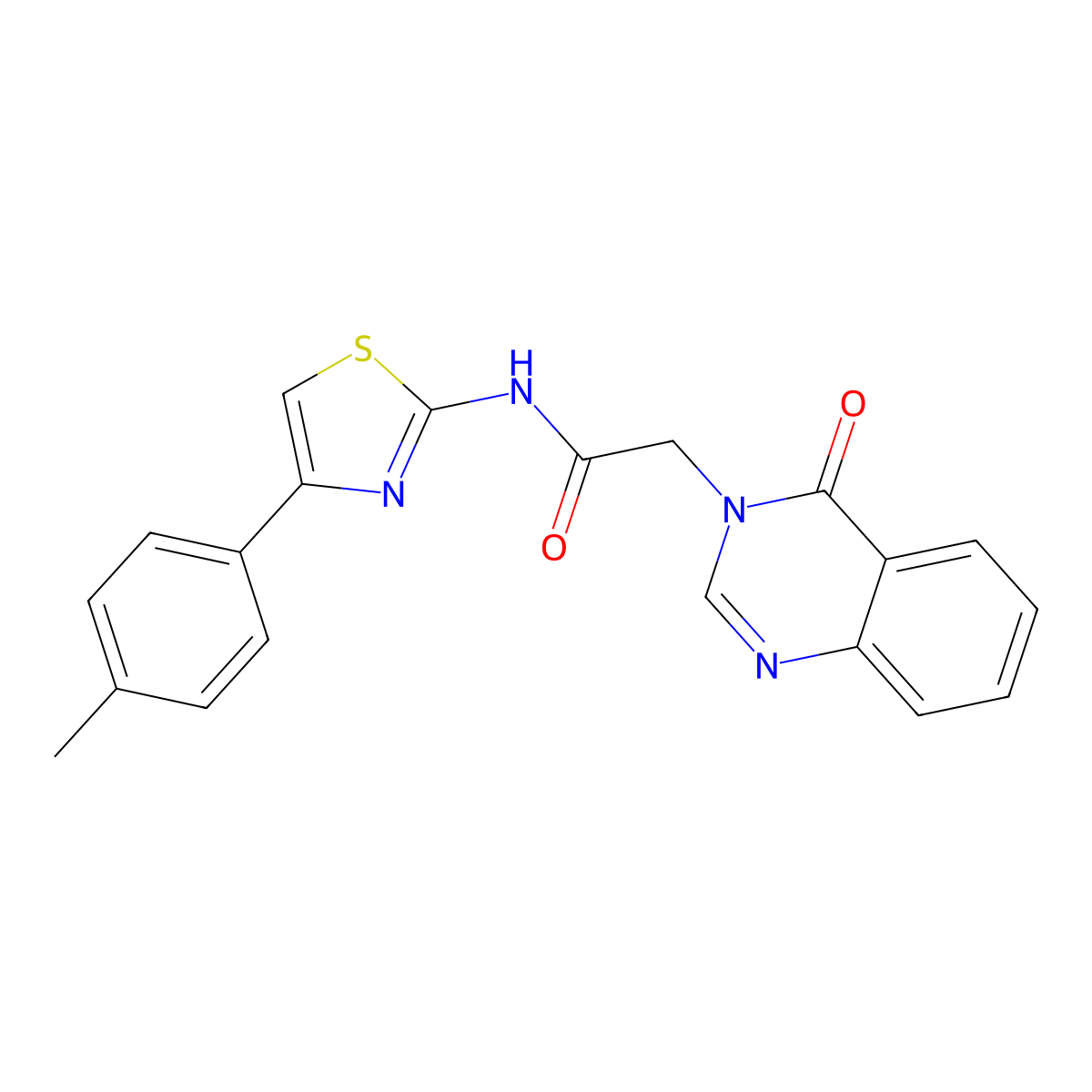 N-[4-(4-methylphenyl)-1,3-thiazol-2-yl]-2-(4-oxoquinazolin-3-yl)acetamide molecular structure, CAS 736956-96-0