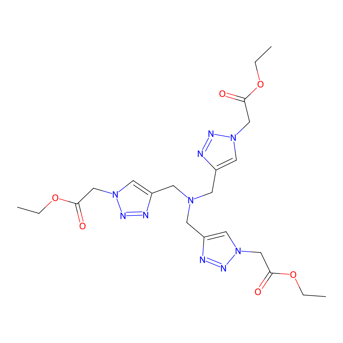 (tris(1-(O-ethylcarboxymethyl)-1h-1,2,3-triazol-4-ylmethyl)amine) molecular structure, CAS 736958-00-2