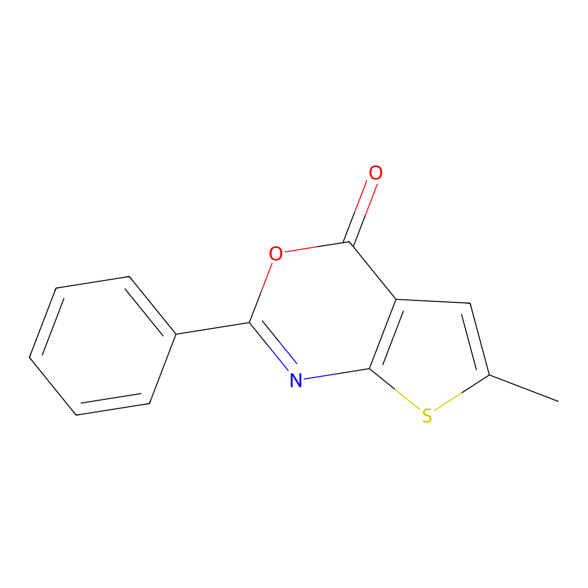 6-Methyl-2-phenylthieno[2,3-d][1,3]oxazin-4-one molecular structure, CAS 73696-33-0