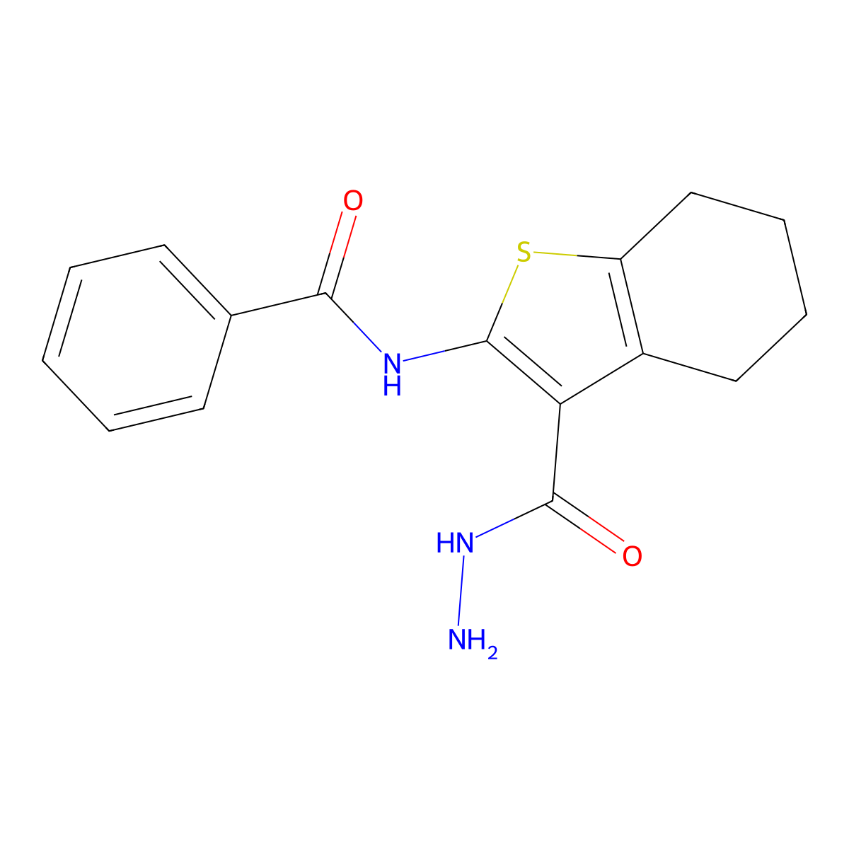 N-[3-(hydrazinylcarbonyl)-4,5,6,7-tetrahydro-1-benzothiophen-2-yl]benzamide molecular structure, CAS 73696-42-1