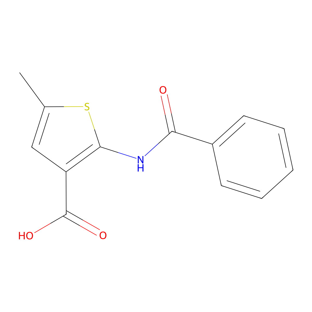 2-Benzamido-5-methylthiophene-3-carboxylic acid molecular structure, CAS 73696-44-3