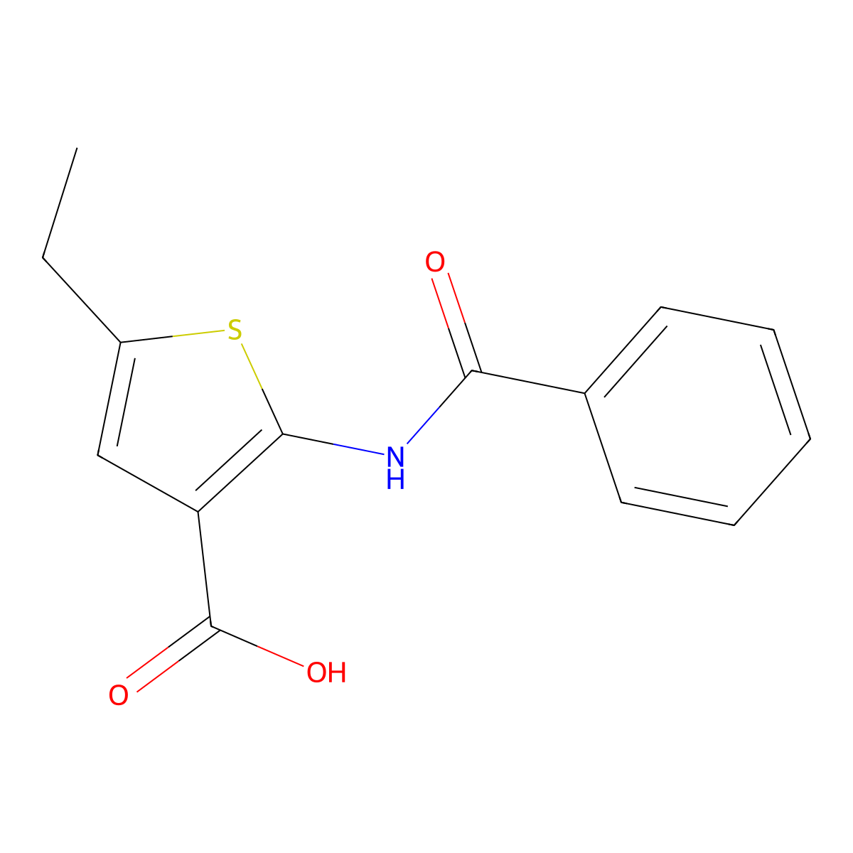 2-Benzamido-5-ethylthiophene-3-carboxylic acid molecular structure, CAS 73696-46-5
