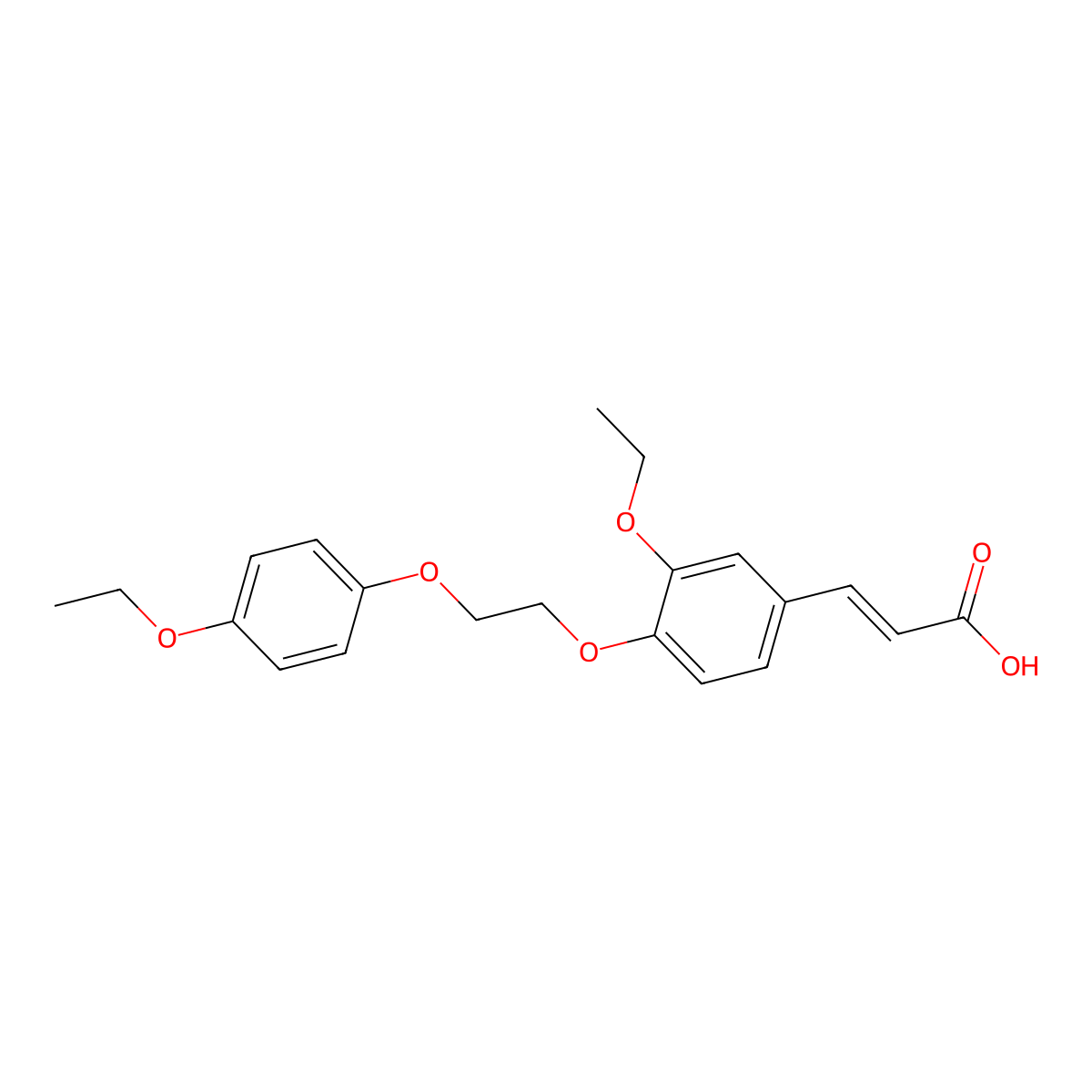 3-{3-Ethoxy-4-[2-(4-ethoxyphenoxy)ethoxy]phenyl}prop-2-enoic acid molecular structure, CAS 736960-51-3