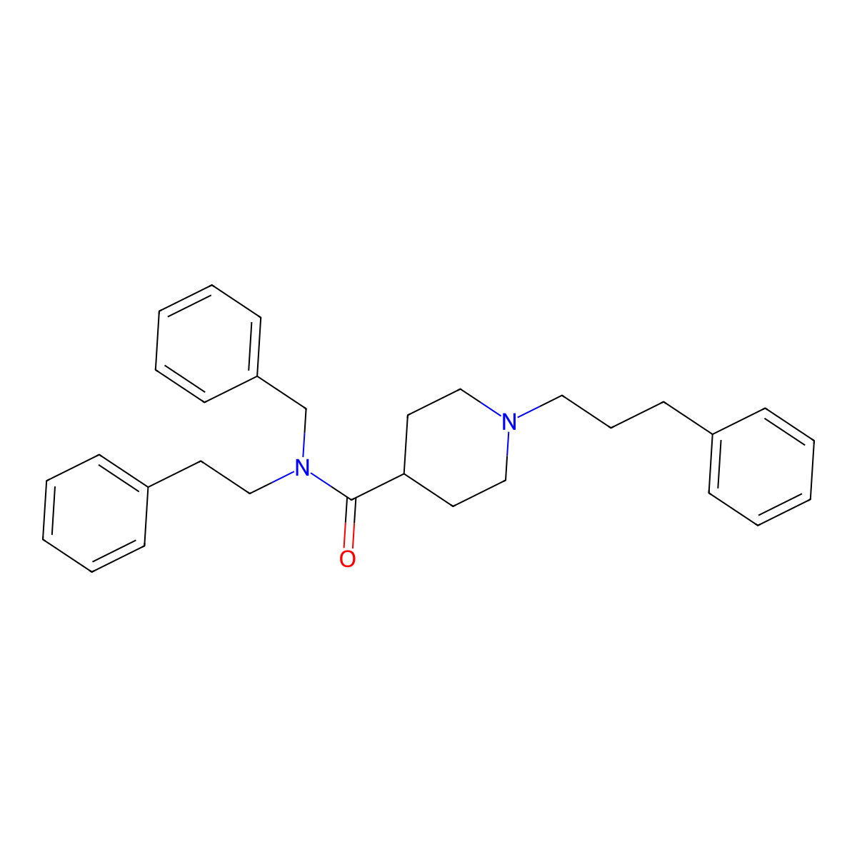 N-benzyl-N-(2-phenylethyl)-1-(3-phenylpropyl)piperidine-4-carboxamide molecular structure, CAS 736961-69-6