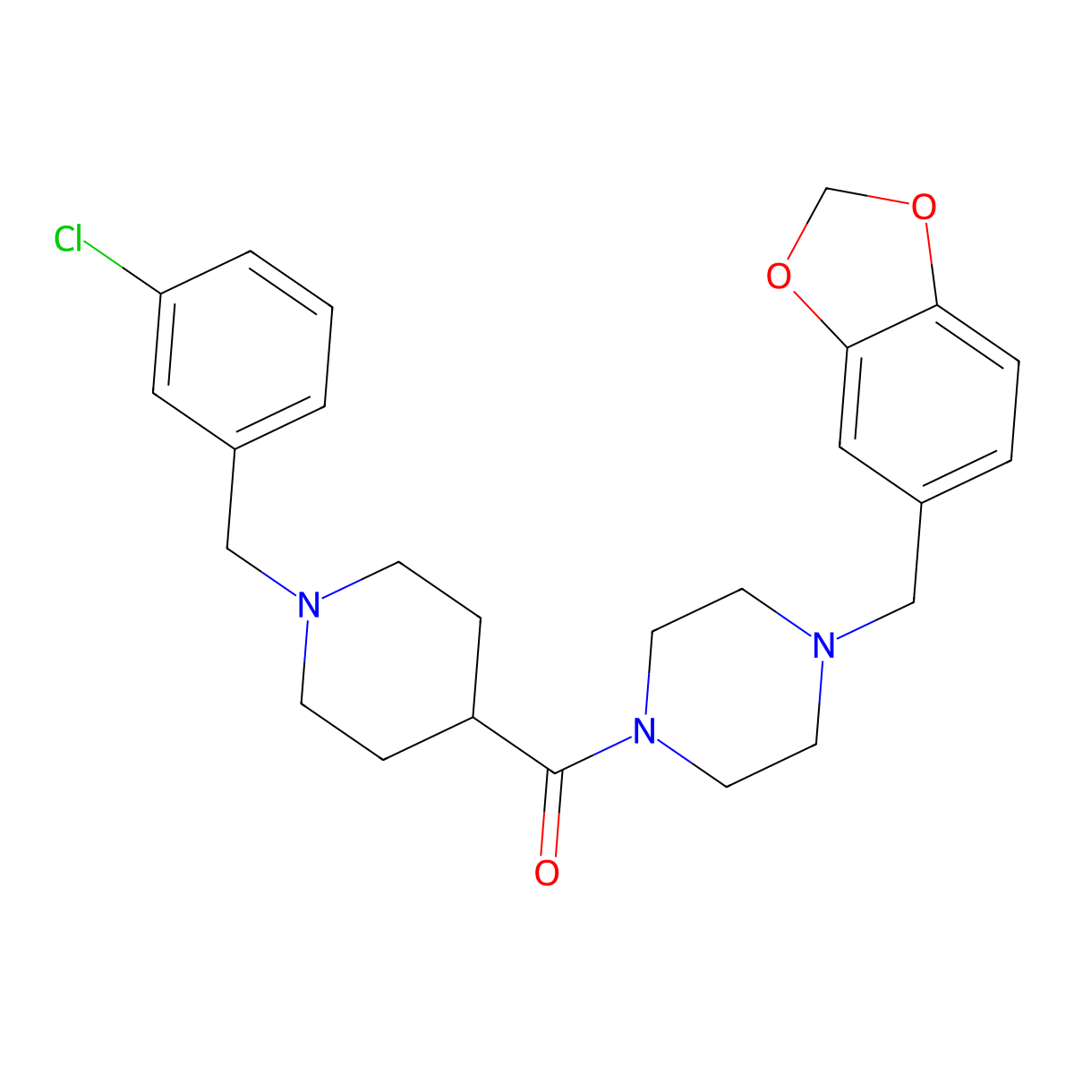 [4-(1,3-Benzodioxol-5-ylmethyl)piperazin-1-yl][1-(3-chlorobenzyl)piperidin-4-yl]methanone molecular structure, CAS 736962-26-8