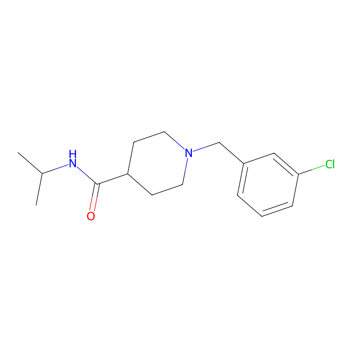 1-(3-chlorobenzyl)-N-(propan-2-yl)piperidine-4-carboxamide molecular structure, CAS 736962-36-0
