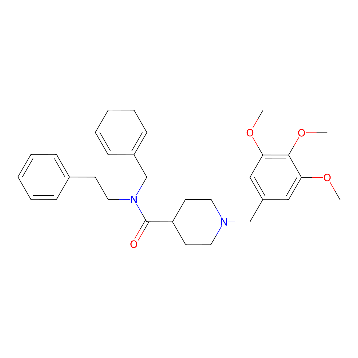 N-benzyl-N-(2-phenylethyl)-1-(3,4,5-trimethoxybenzyl)piperidine-4-carboxamide molecular structure, CAS 736964-04-8