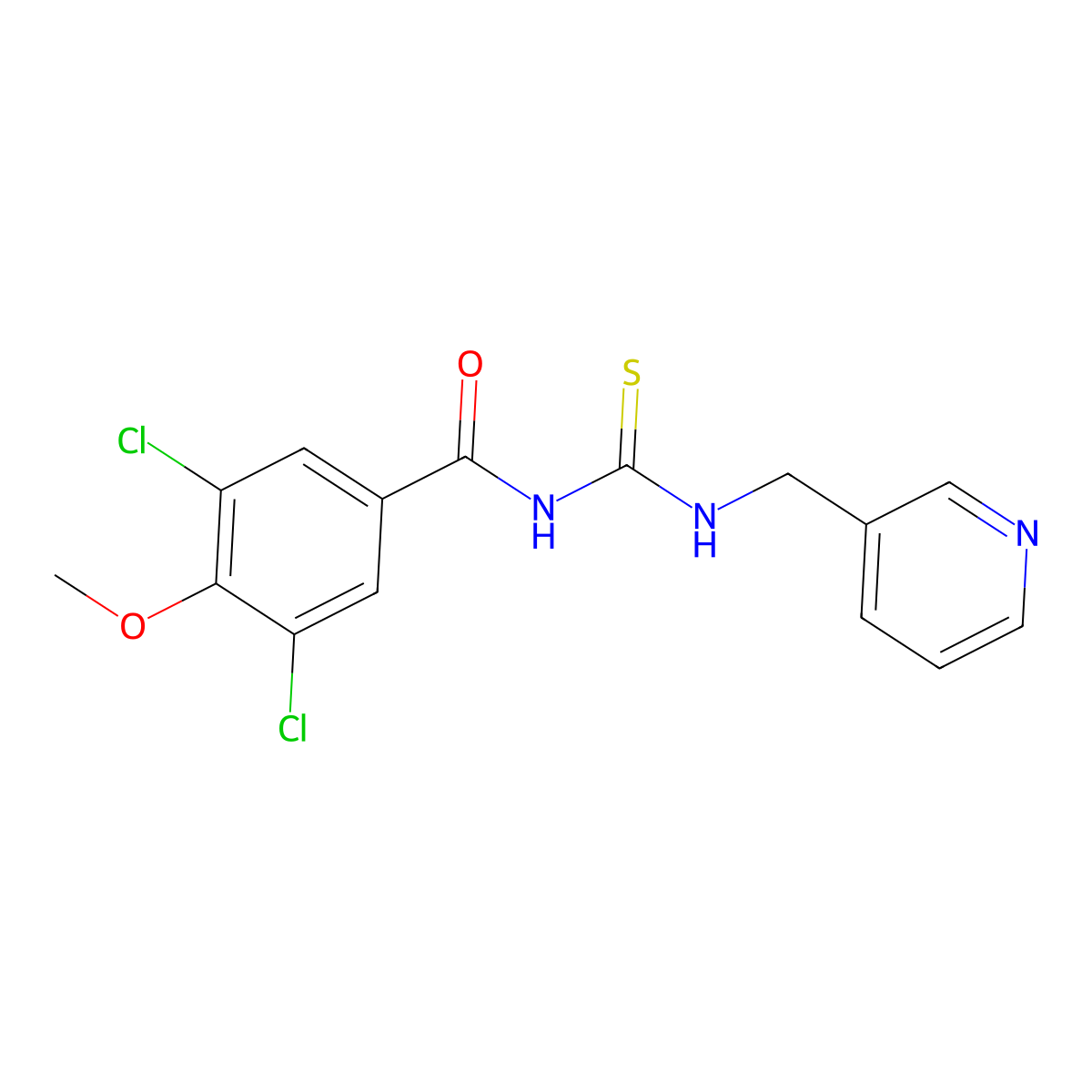 3,5-dichloro-4-methoxy-N-(pyridin-3-ylmethylcarbamothioyl)benzamide molecular structure, CAS 736964-64-0