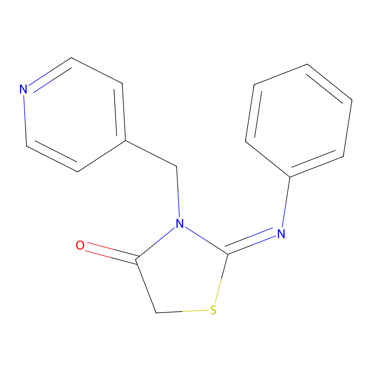 2-[(E)-Phenylimino]-3-pyridin-4-ylmethyl-thiazolidin-4-one molecular structure, CAS 736964-73-1