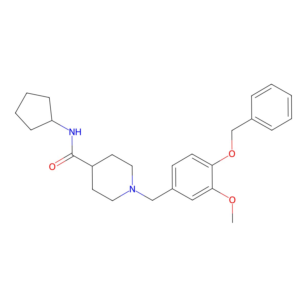 1-[4-(benzyloxy)-3-methoxybenzyl]-N-cyclopentylpiperidine-4-carboxamide molecular structure, CAS 736965-91-6