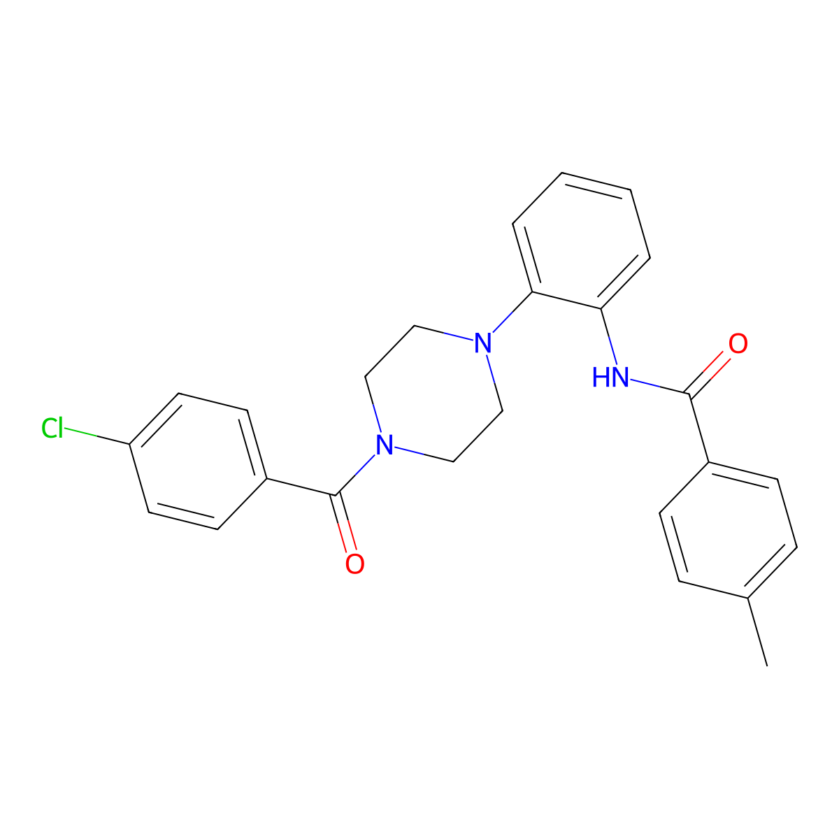 N-[2-[4-(4-chlorobenzoyl)piperazin-1-yl]phenyl]-4-methylbenzamide molecular structure, CAS 736966-10-2
