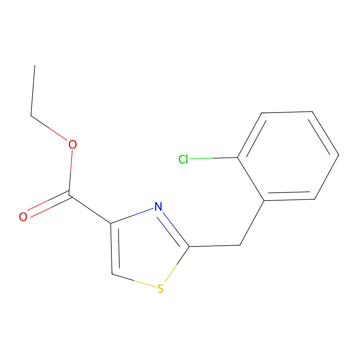 Ethyl 2-[(2-chlorophenyl)methyl]-1,3-thiazole-4-carboxylate molecular structure, CAS 736970-78-8