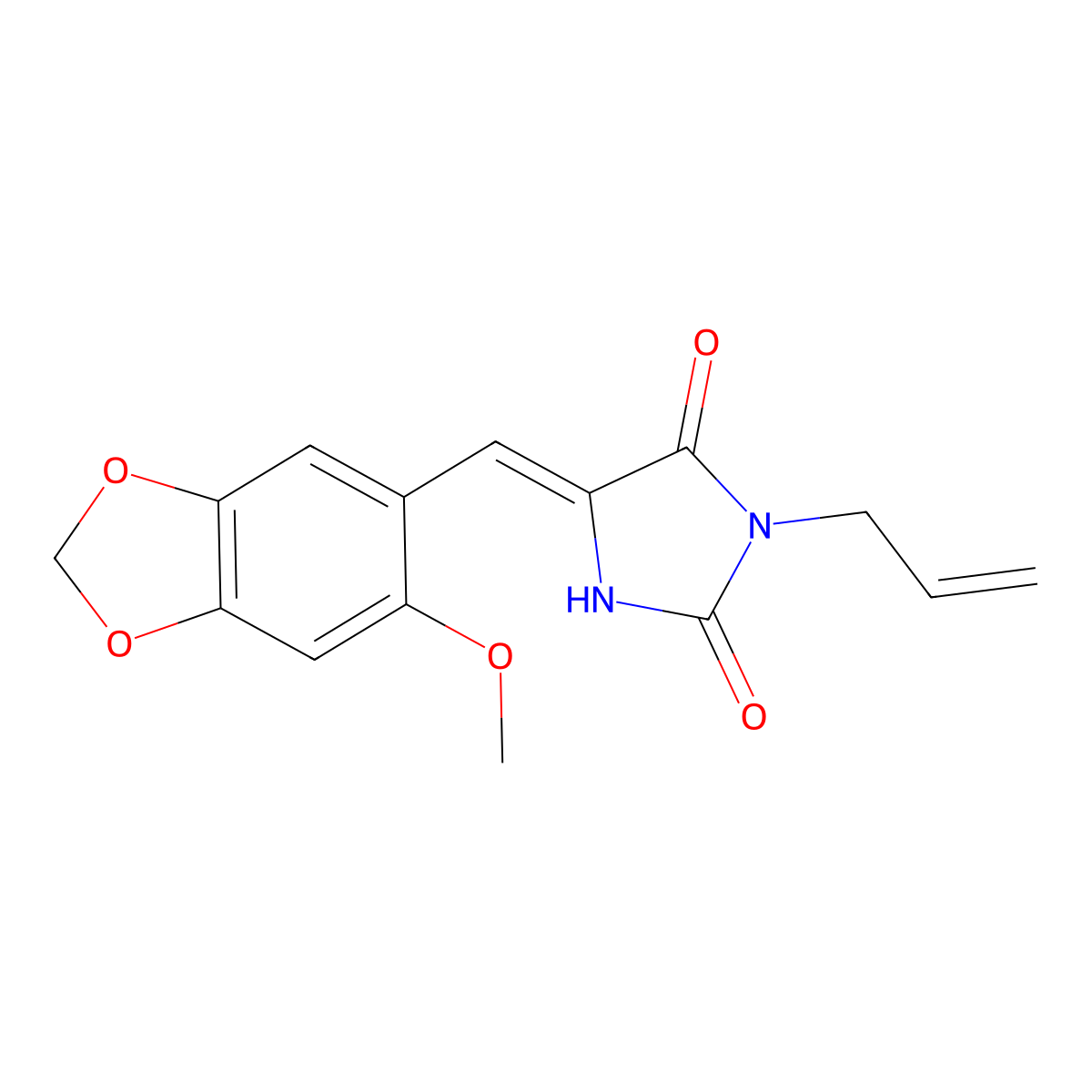 5-[(6-Methoxy-1,3-benzodioxol-5-yl)methylene]-3-(2-propen-1-yl)-2,4-imidazolidinedione molecular structure, CAS 736970-79-9