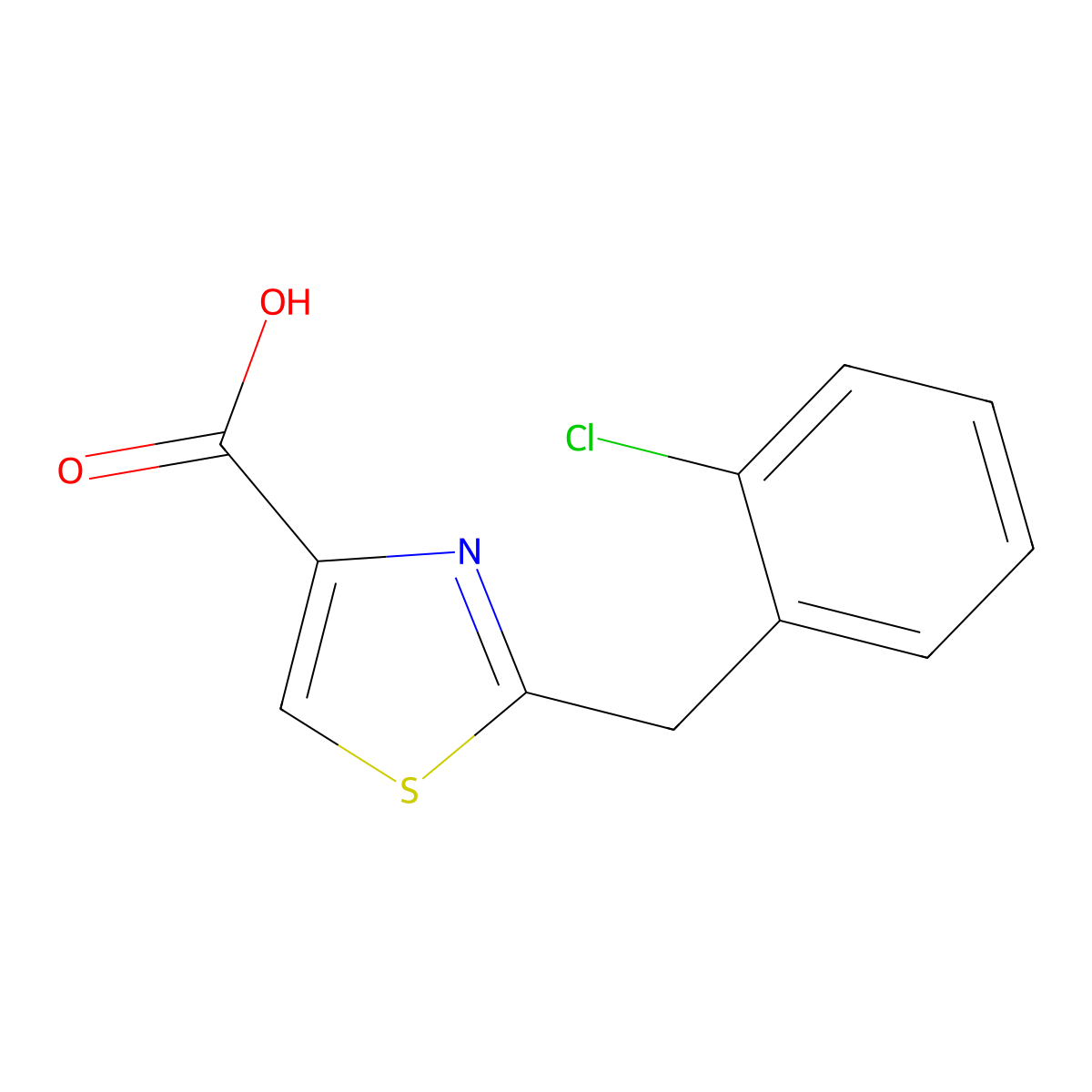 2-[(2-Chlorophenyl)methyl]-1,3-thiazole-4-carboxylic acid molecular structure, CAS 736970-80-2
