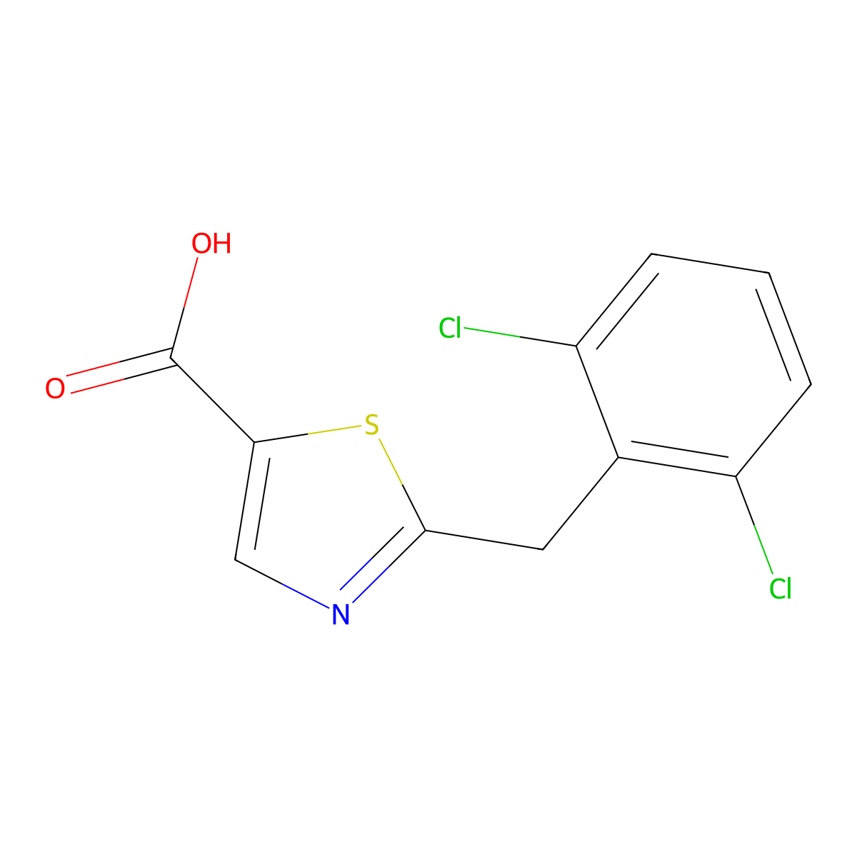 2-[(2,6-Dichlorophenyl)methyl]-1,3-thiazole-5-carboxylic acid molecular structure, CAS 736971-46-3