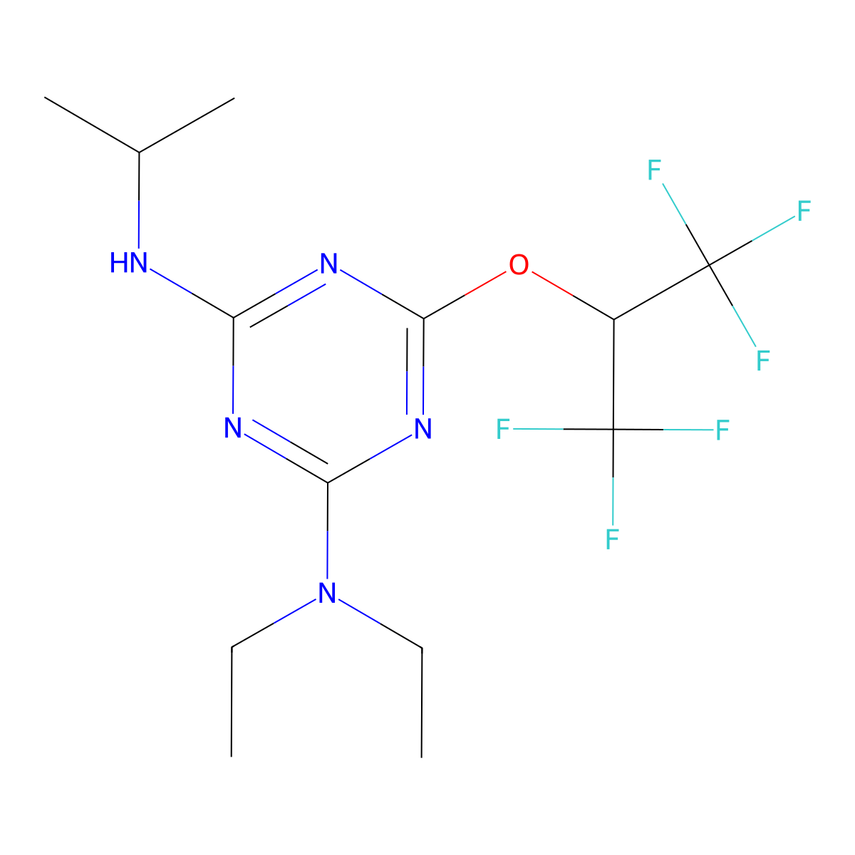 N,N-diethyl-6-[(1,1,1,3,3,3-hexafluoropropan-2-yl)oxy]-N'-(propan-2-yl)-1,3,5-triazine-2,4-diamine molecular structure, CAS 736971-97-4