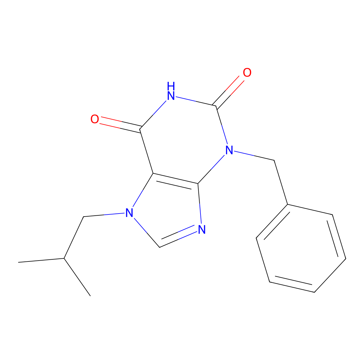 3-Benzyl-7-isobutyl-3,7-dihydro-purine-2,6-dione molecular structure, CAS 736977-50-7