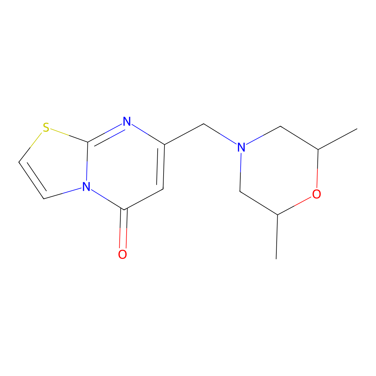 7-[(2,6-Dimethyl-4-morpholinyl)methyl]-5-thiazolo[3,2-a]pyrimidinone molecular structure, CAS 736979-23-0