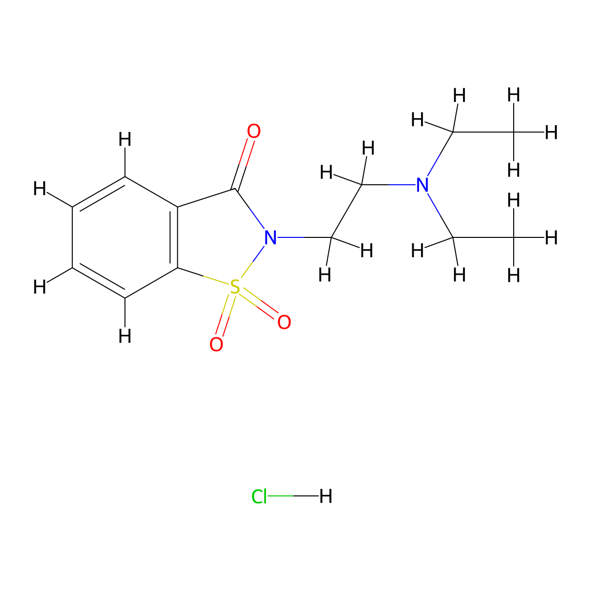 1,2-Benzisothiazol-3(2H)-one, 2-(2-(diethylamino)ethyl)-, 1,1-dioxide, hydrochloride molecular structure, CAS 73698-51-8