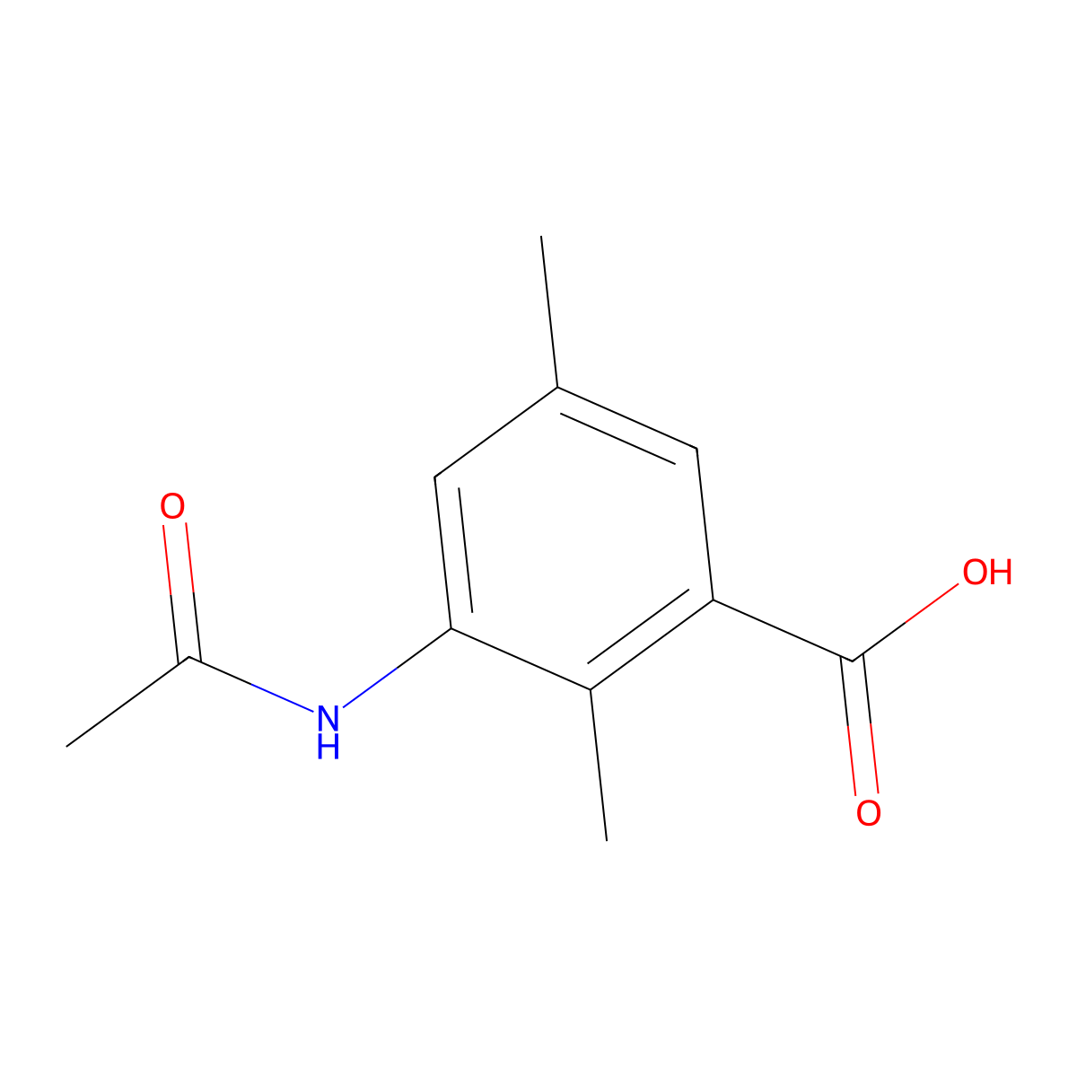 Benzoic acid, 3-acetamido-2,5-dimethyl- molecular structure, CAS 73698-70-1