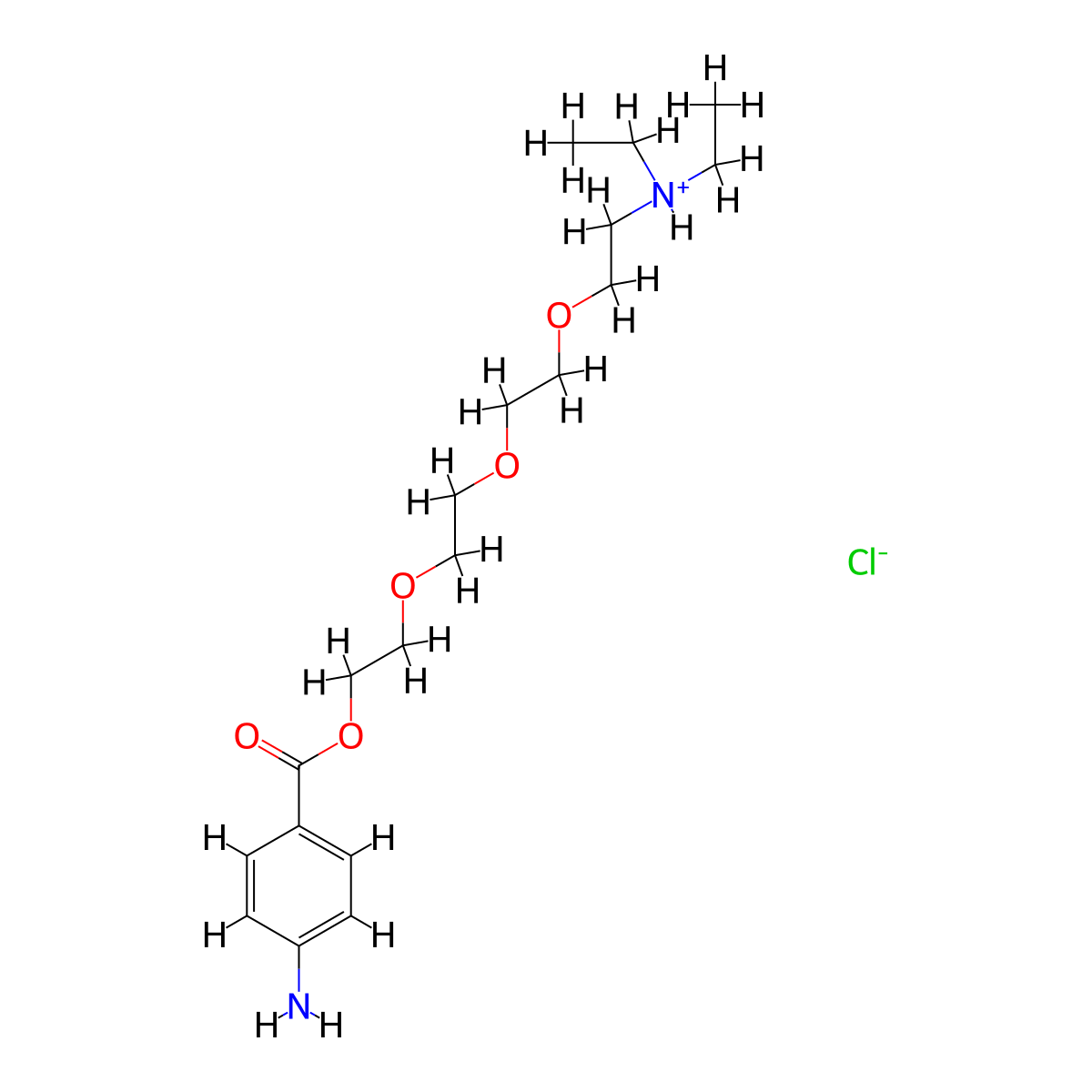 12-Ethyl-3,6,9-trioxa-12-azatetradecan-1-yl 4-aminobenzoate--hydrogen chloride (1/1) molecular structure, CAS 73698-76-7