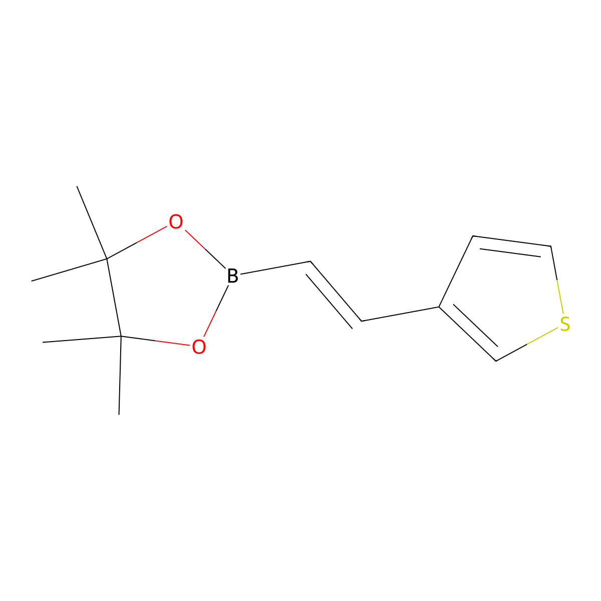 4,4,5,5-Tetramethyl-2-[(E)-2-(thiophen-3-yl)ethenyl]-1,3,2-dioxaborolane molecular structure, CAS 736987-75-0