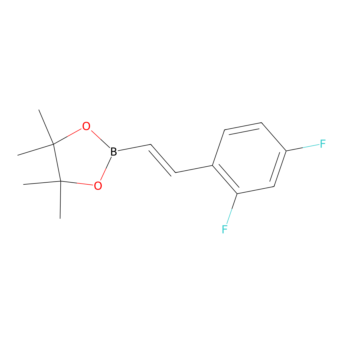 (E)-2-(2,4-Difluorostyryl)-4,4,5,5-tetramethyl-1,3,2-dioxaborolane molecular structure, CAS 736987-78-3