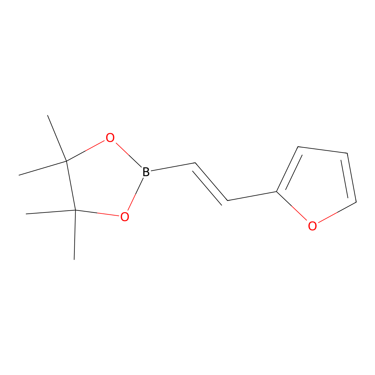 2-[(E)-2-(furan-2-yl)ethenyl]-4,4,5,5-tetramethyl-1,3,2-dioxaborolane molecular structure, CAS 736987-79-4